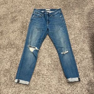Madewell Blue Skinny Jeans with Open Knees